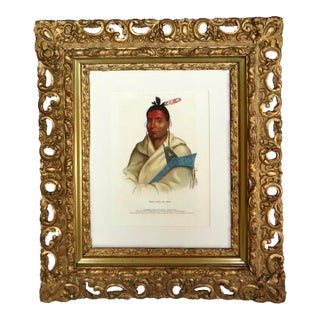 "O-Hya-Wa-Mince-Kee, "Chippewa Chief" McKenney & Hall Hand Painted Litho c.1843 For Sale