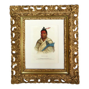 "O-Hya-Wa-Mince-Kee, "Chippewa Chief" McKenney & Hall Hand Painted Litho c.1843