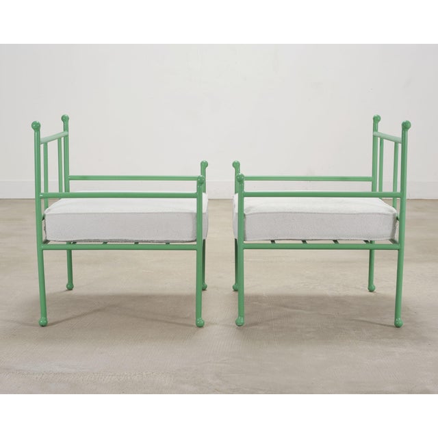 Set of Four French Mid-Century Iron Garden Lounge Dining Armchairs For Sale - Image 9 of 18