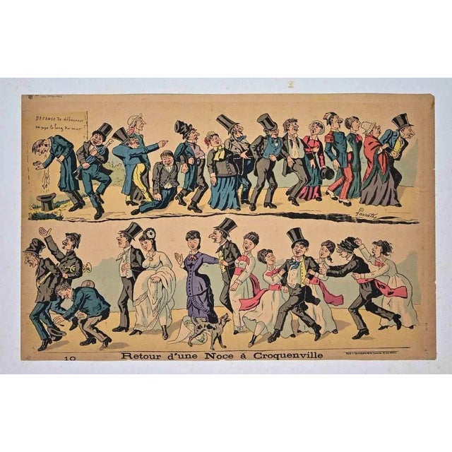 Retour d'une Noce à Croquenville, Original Lithograph, 1880 For Sale - Image 3 of 3