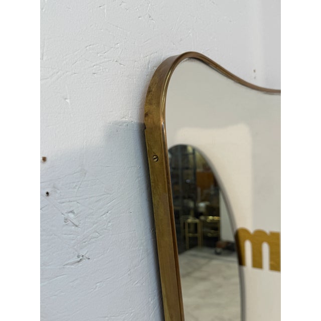 1950s Italian Large Brass Framed Wall Mirror, 1950s For Sale - Image 5 of 7