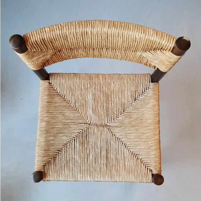 Wood Wooden Chair with Rush Seat and Backrest, 1970s For Sale - Image 7 of 8