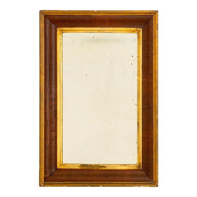 American Gilt Trim and Mahogany Framed Mirror For Sale