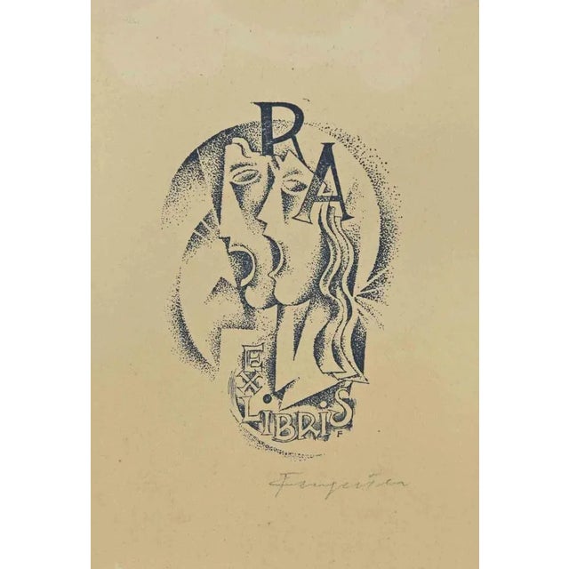Ex Libris - R.A. is a Woodcut print created by Michel Fingesten. Hand signed on the lower margin. Good conditions. Michel...