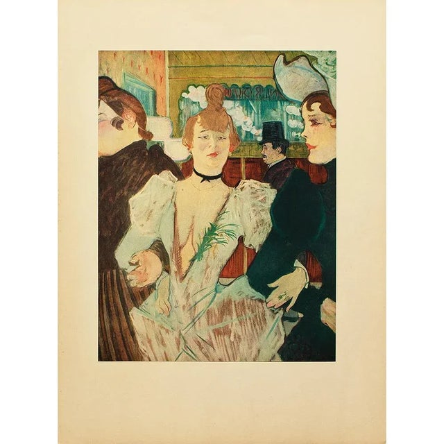 A lovely vintage full color print after oil painting "La Goulue Entering the Moulin Rouge" by Toulouse-Lautrec. Comes from...