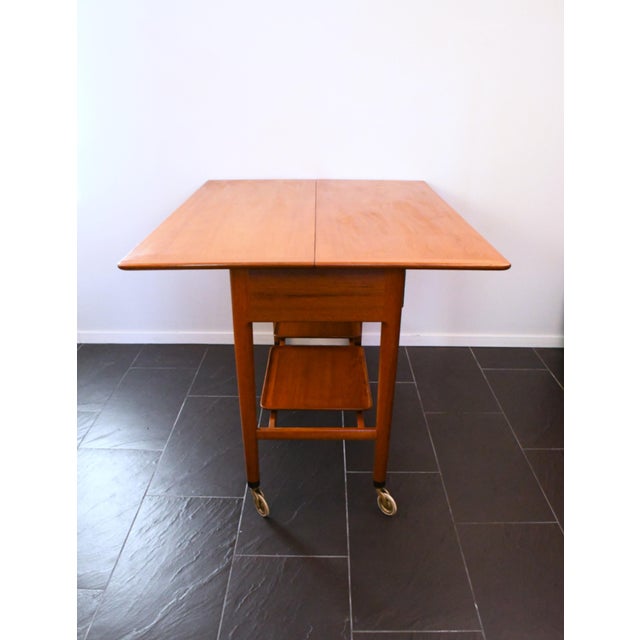 Wood Swedish Modern Foldable Serving Sideboard by Christian Fallesen for Nordiska Kompaniet, 1940s For Sale - Image 7 of 13