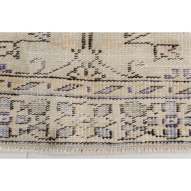 Authentic Vintage Turkish Carpet, Pale Neutral Organic Rug For Sale - Image 9 of 10