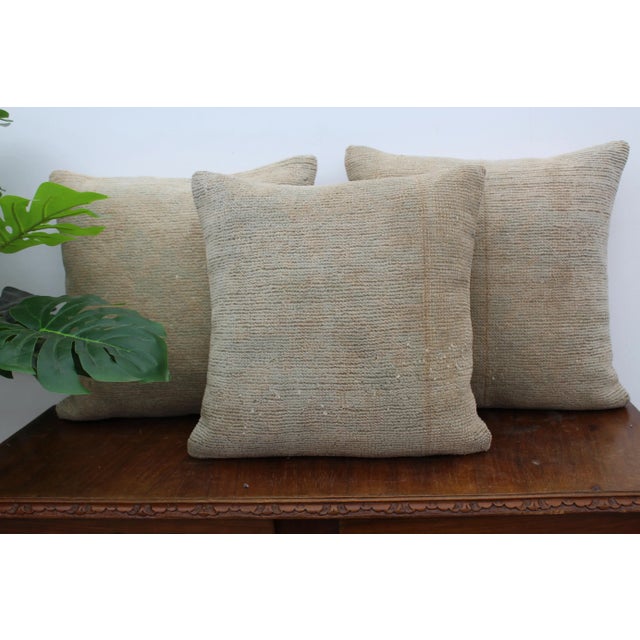 Set of Three Handwoven Rug Pillow Covers - 17.5"x17.5" For Sale - Image 13 of 13