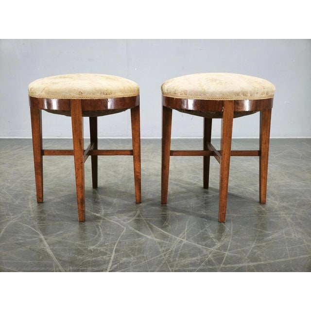 Art Deco Walnut and Beech Stools, Czechoslovakia, 1930s, Set of 2 For Sale - Image 10 of 12