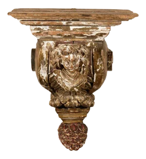 18th Century Italian Carved Wood Bracket With Angel