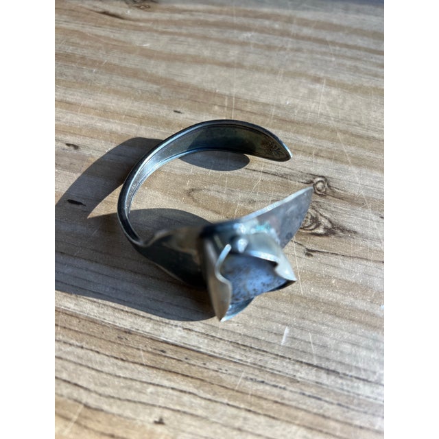 Small Vintage Roger and Sonaa Silver Wrist Cuff With Stone For Sale - Image 9 of 12