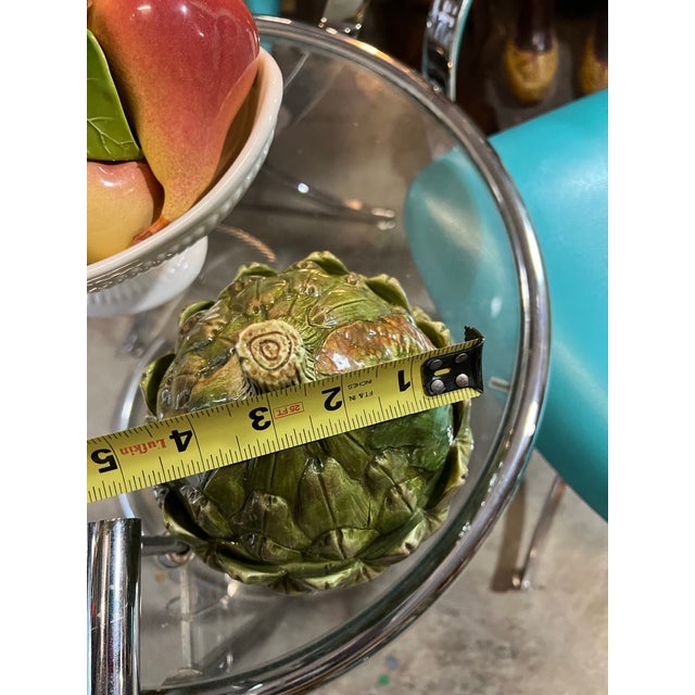 Mid-Century Modern 1970s Small Ceramic Green Artichoke Dish For Sale - Image 3 of 7