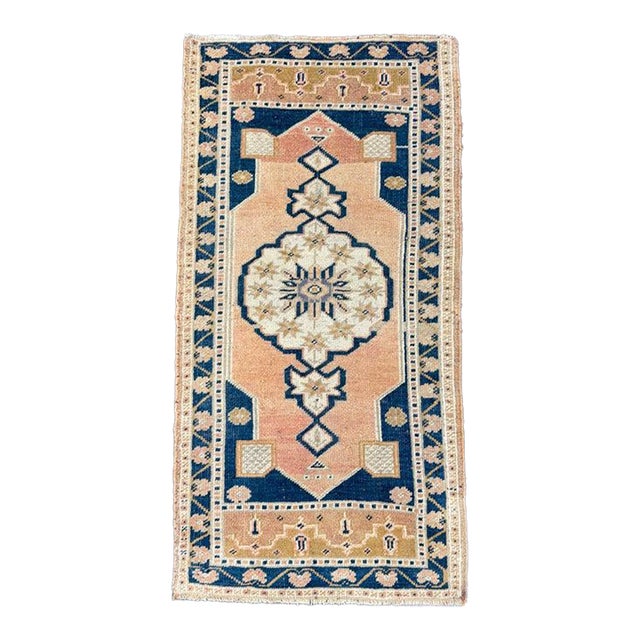 Turkish Mini Rug Oriental Hand Knotted Vintage Rug 1'9" x 3'6" #17465 For Sale