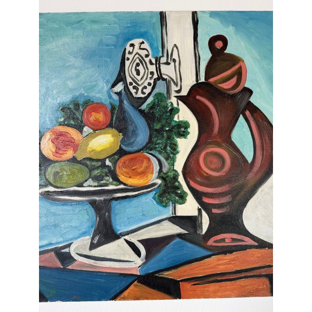 Vintage Pablo Picasso “Compote Dish and Pitcher by Window” 1937 Reproduction Oil on Canvas Painting, Unframed For Sale - Image 9 of 12