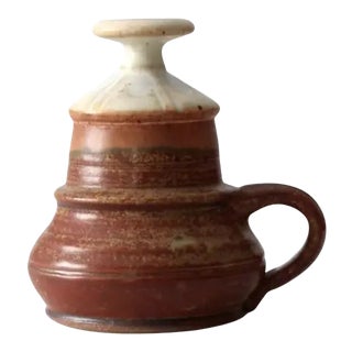 Vintage Studio Pottery Oil Lamp by Charles Piatt For Sale