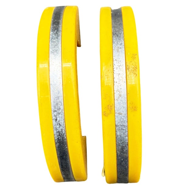 Unused yellow Art Deco bakelite door/drawer Pulls with center chrome strip, Set of 19. If you are redoing your kitchen in...