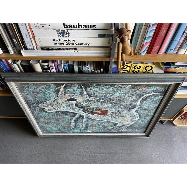 Mid Century Original Figural Painting Signed Framed Canvas Abstract Expressionism For Sale In Las Vegas - Image 6 of 10