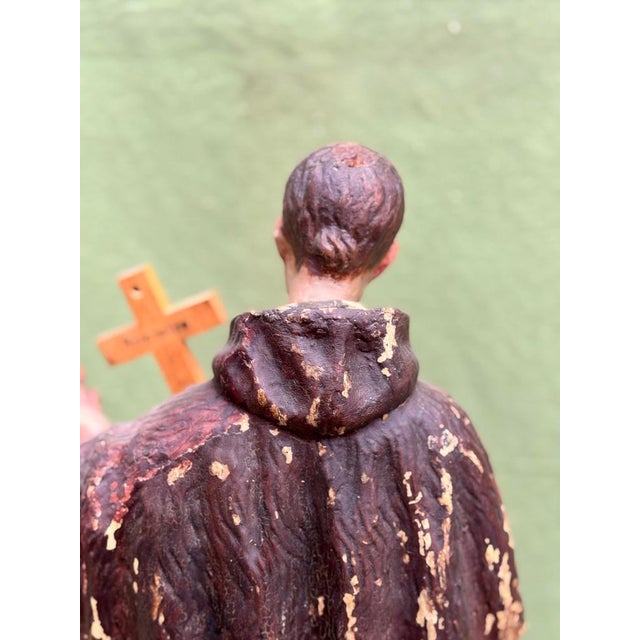 Wood Baroque Artist, Saint Aloysius Gonzaga Polychrome Sculpture, 17th Century, Wood For Sale - Image 7 of 12
