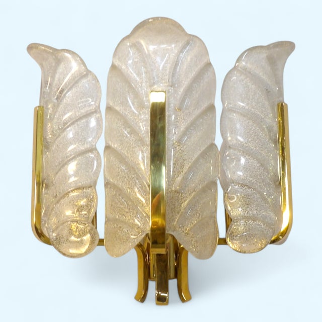 Metal Murano Glass Leaf with Brass Wall Light by Carl Fagerlund for JBS For Sale - Image 7 of 10