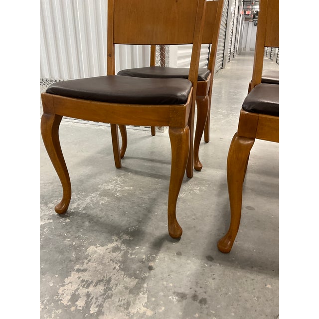 Wood Set of 6 Danish Modern Beech Dining Chairs – 1960s – Cabriole Legs For Sale - Image 7 of 18