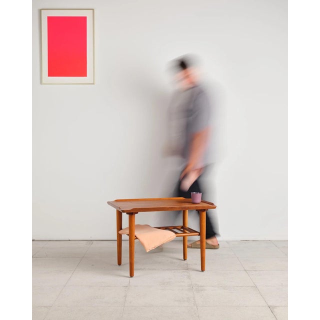 Brown Coffee Table in Teak with Newspaper Shelf by Holger Georg Jensen for Kubus, Denmark, 1960s For Sale - Image 8 of 17