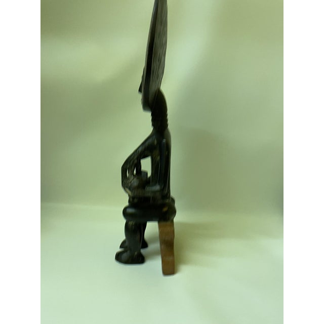 Vintage Large 17.5" Hand-Carved Wood Ashanti Akuaba Figure - Seated Mother & Child For Sale In Boston - Image 6 of 12