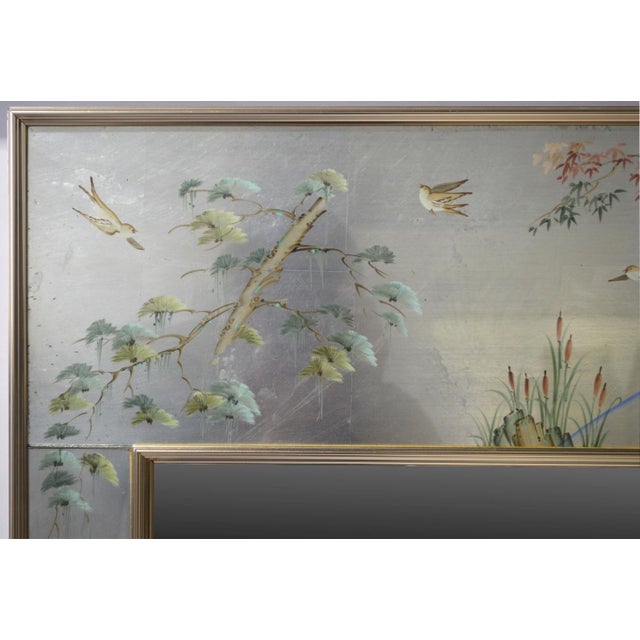 Labarge Fine LaBarge Silver Leaf Eglomise Mirror Artist Signed For Sale - Image 4 of 8