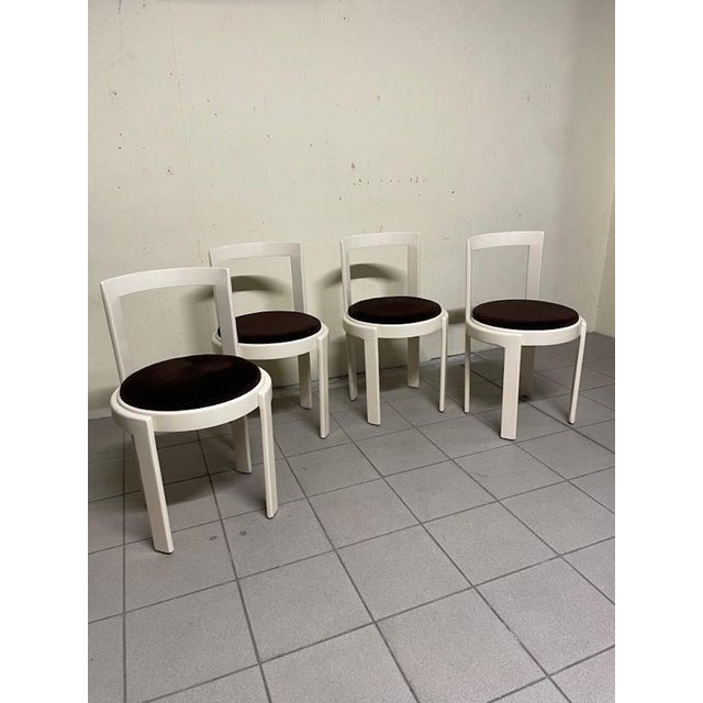 Lacquered Wood and Fabric Chairs, 1970s, Set of 4 For Sale - Image 11 of 16