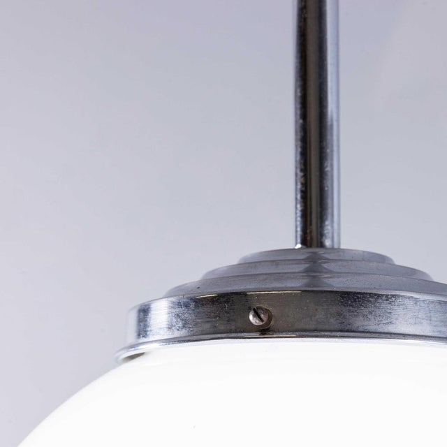 French Tabac Opal Glass Pendant Lamp, 1950s For Sale - Image 6 of 11