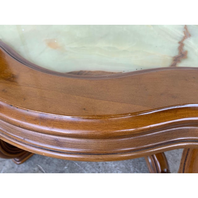 19th Green Onyx Fleur Form Top with Oak Legs Coffee Table For Sale - Image 12 of 18