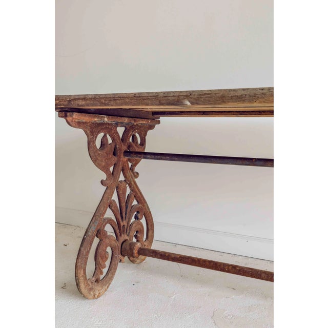 Brown Antique French Oak & Iron Console Table For Sale - Image 8 of 10