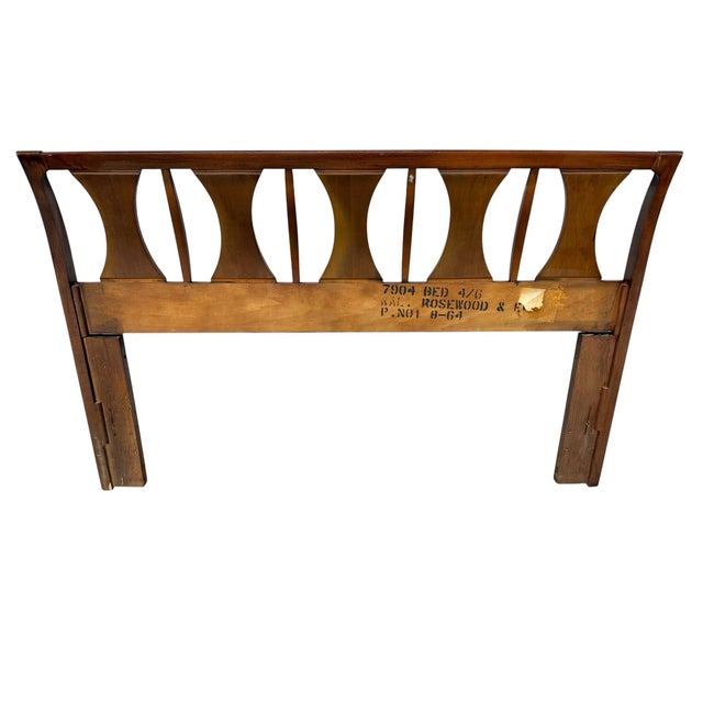 Mid-Century Modern Kent Coffey Perspecta Walnut Full/Queen Size Headboard For Sale In Philadelphia - Image 6 of 6
