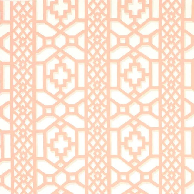 Sample- Schumacher Zanzibar Trellis Fabric in Coral For Sale