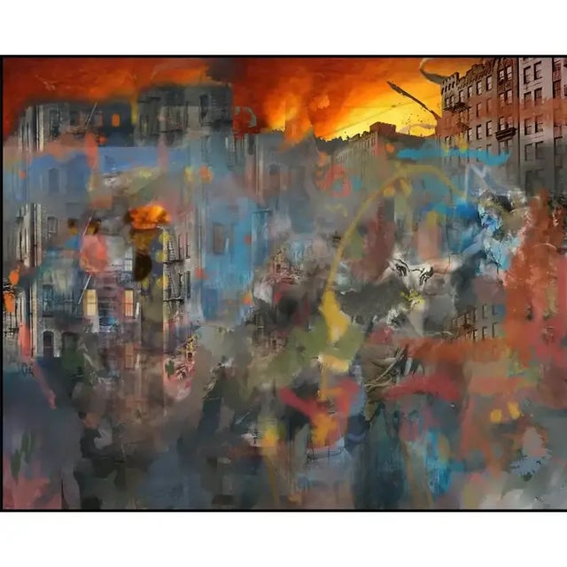 Modern Mixed Media Print Entitled "End of Days", Framed For Sale - Image 3 of 9