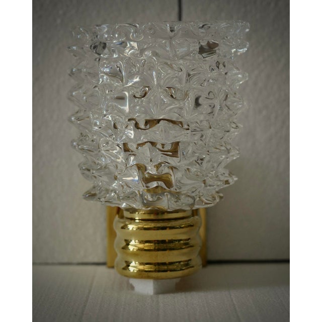 Round Murano Glass and Brass Light Pink Wall Sconce, 2000 For Sale - Image 4 of 11