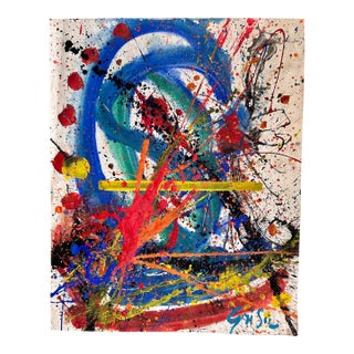 Hendrik Grise Vintage Original Abstract Expressionist Painting on Paper For Sale