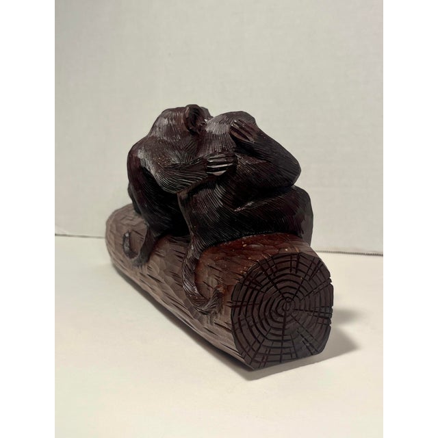 1960's Vintage Nikko, Japan Hand-Carved Wooden "Three Wise Monkeys" Figurine For Sale - Image 4 of 9