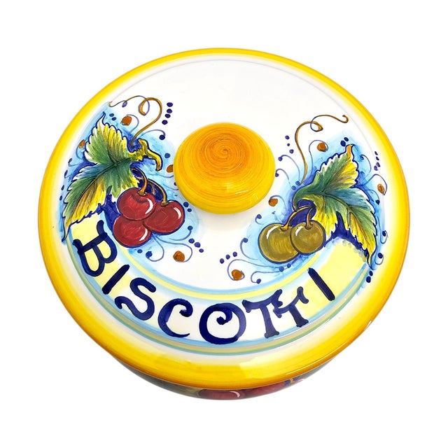 Ceramic Late 20th Century Gialletti Giulio Deruta Hand-Painted Maiolica Biscotti Jar For Sale - Image 7 of 13