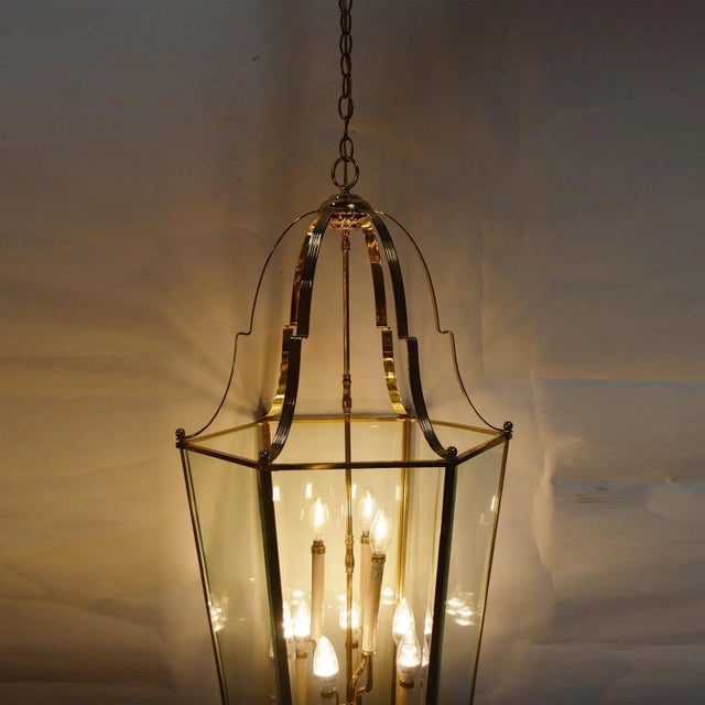 1950s Large French Polish Brass Lantern, 1950 For Sale - Image 5 of 6