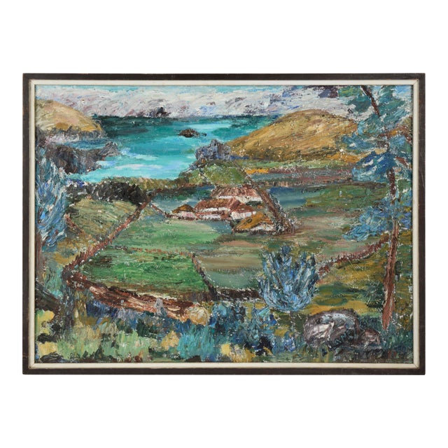 Looking Down at the Ranch, Abstract Expressionist Landscape by Alma B. Leamey For Sale