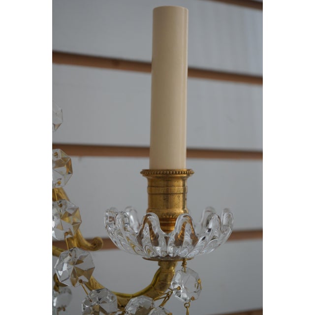 Brass 1980s Pair of French Style Brass & Glass Chandelier Type Wall Sconces For Sale - Image 8 of 9