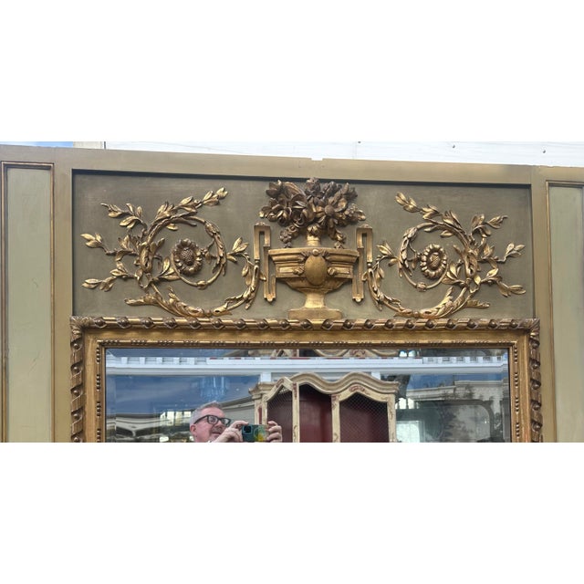 Huge Antique Neoclassical Giltwood Tremeau Mirror For Sale - Image 4 of 5