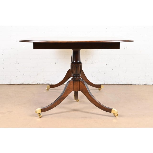 Harden Furniture Georgian Cherry Wood Double Pedestal Extension Dining Table, Newly Refinished For Sale - Image 9 of 13