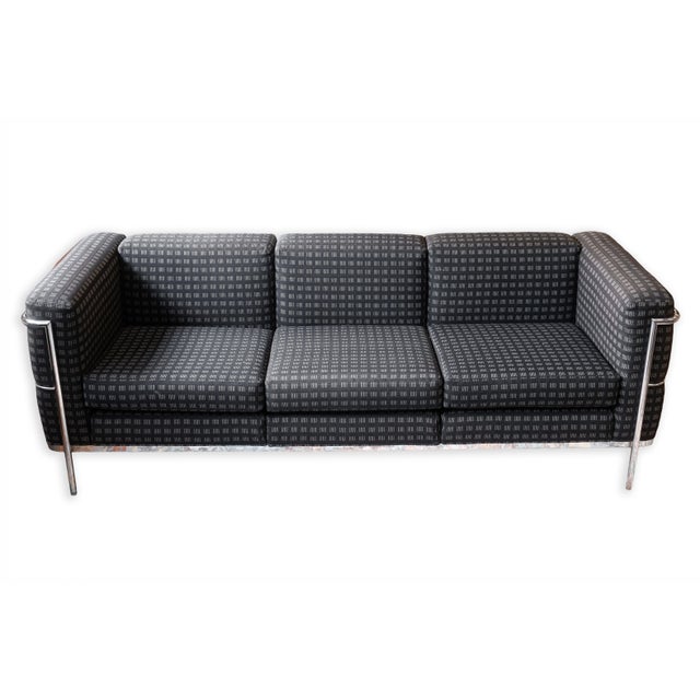 Pair of 1980s Jack Cartwright Corbusier Lc2 Style Black Fabric & Chrome Sofas For Sale In Detroit - Image 6 of 10