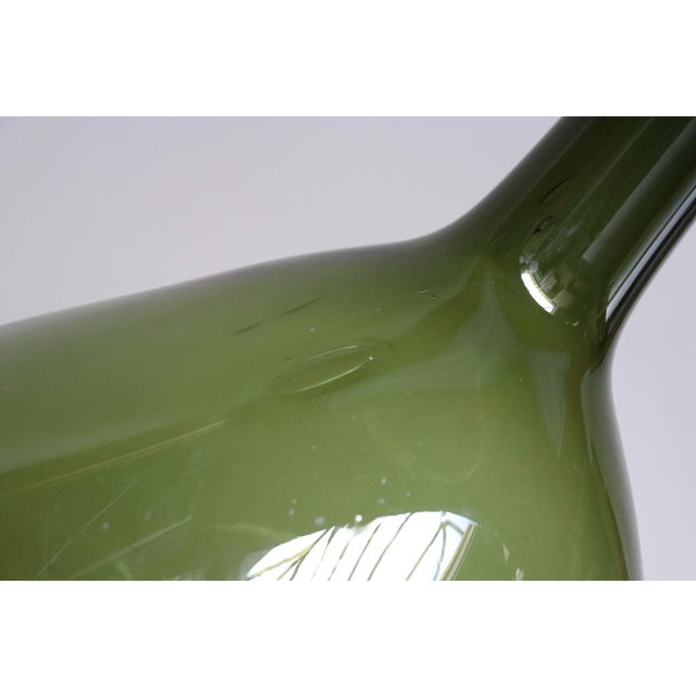 Vintage Italian Green Blown Glass Bulbous Form Demijohn Carboy For Sale - Image 9 of 18