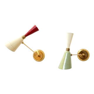 Vintage Italian Diabolo Wall Lamps, 1950s, Set of 2 For Sale