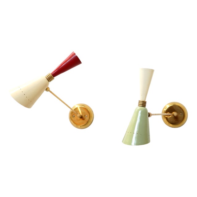 Vintage Italian Diabolo Wall Lamps, 1950s, Set of 2 For Sale