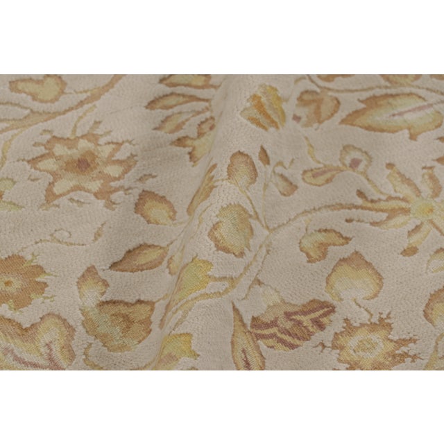 Beige Rug & Kilim’s Tudor Style Rug in White With Beige-Brown Floral Patterns For Sale - Image 8 of 9