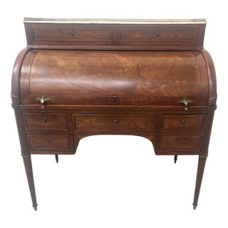 Louis XVI Style Mahogany Cylinder Desk, 1800s For Sale