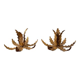 Vintage Gilt Iron Italian Candlestick Holders- a Pair For Sale